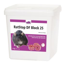 Rattengift Mäusegift RatStop DF Block 25 (150x20g Blöcke) | 3 kg