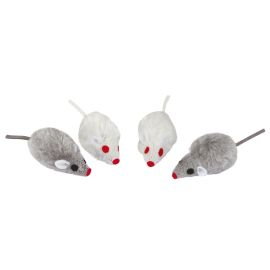 Maus grau/weiß 5cm, 4er-Beutel