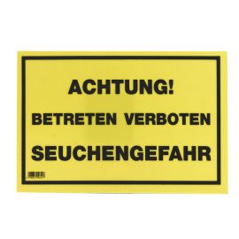 Warnschild 20x30cm, "Achtung - Betr. verboten- Seuchengefahr"