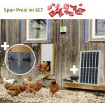 Automatische elektrische Hühnertür/Hühnerklappe | Autark mit Solar + Spezialakku & Selbstverriegelung im Spar-Set
