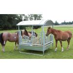 Viereckraufe mit Palisadenfressgitter 2 x 2m für Pferde und Rinder | Weideraufe | Rundballenraufe | Pferderaufe