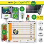 Wolfszaun 12/230Volt Weidezaungerät Solar Komplett-Set 244m | Zur sicheren Wolfabwehr mit Wolfsnetzen | Mit Anti-Diebstahlbox